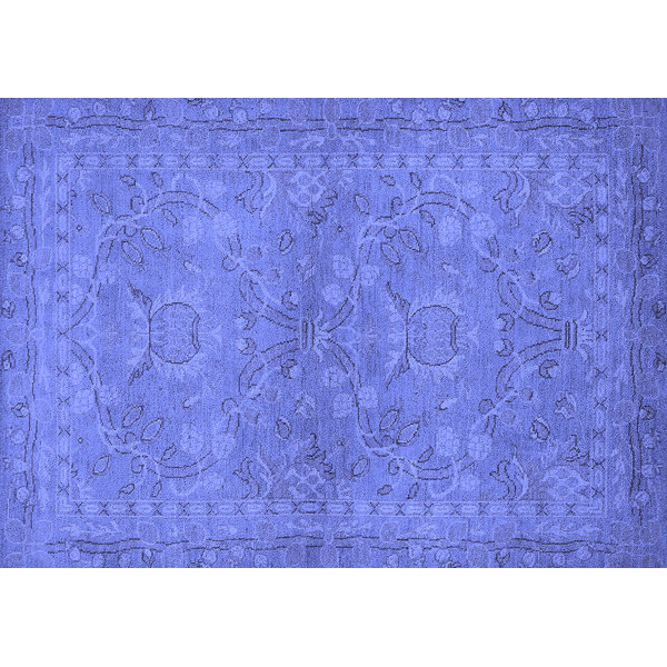 Bungalow Rose Machine Woven / Power Loomed Blue Machine Washable Rug
